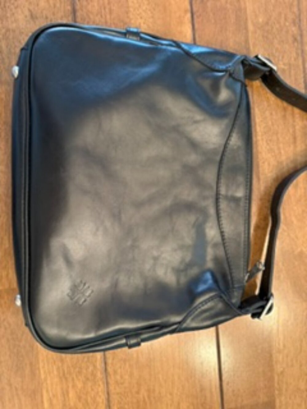 Patricia Nash Black Full 100% Grain Leather Shoulder Bag/Crossbody Vintage Boho